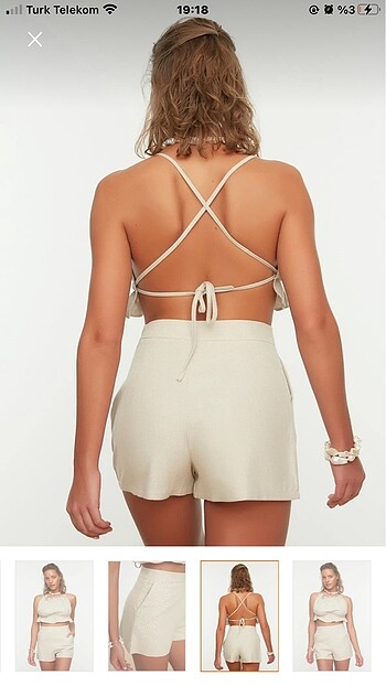 Keten şort - Görsel 6