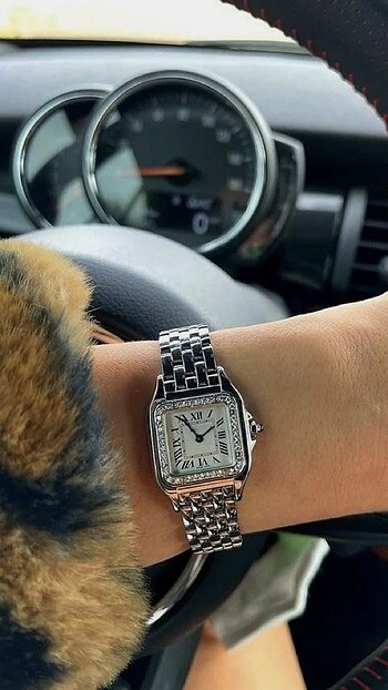 Silver cartier saat taşlı