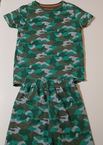 Erkek Çocuk Kamuflaj Desenli Kısa Kollu Pijama Takımı