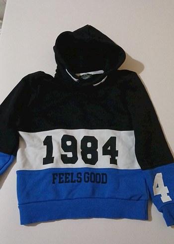 Erkek Çocuk Mavi Kapüşonlu Sweatshirt