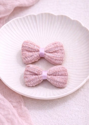 Pastel Renkli Nakışlı Bebek Fiyonk Toka Seti - Görsel 2