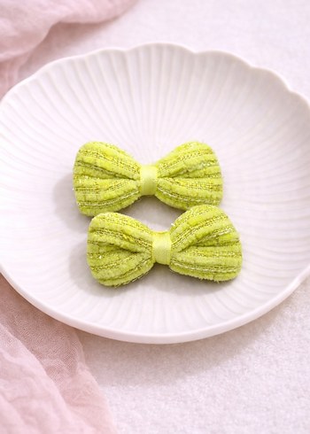 Pastel Renkli Nakışlı Bebek Fiyonk Toka Seti - Görsel 5