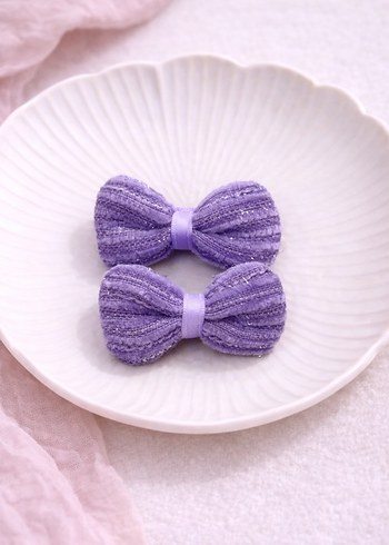 Pastel Renkli Nakışlı Bebek Fiyonk Toka Seti - Görsel 6