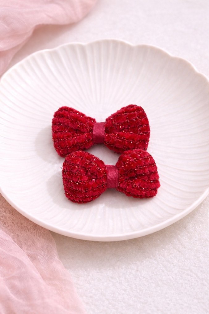 Pastel Renkli Nakışlı Bebek Fiyonk Toka Seti - Görsel 4