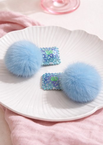 Pembe Kürklü Nakışlı Çocuk Toka Seti - Görsel 2