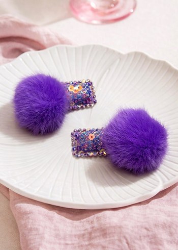 Pembe Kürklü Nakışlı Çocuk Toka Seti - Görsel 3