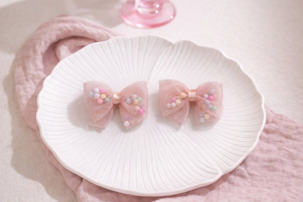 Bej Dantel Nakışlı Çocuk Toka - Görsel 2