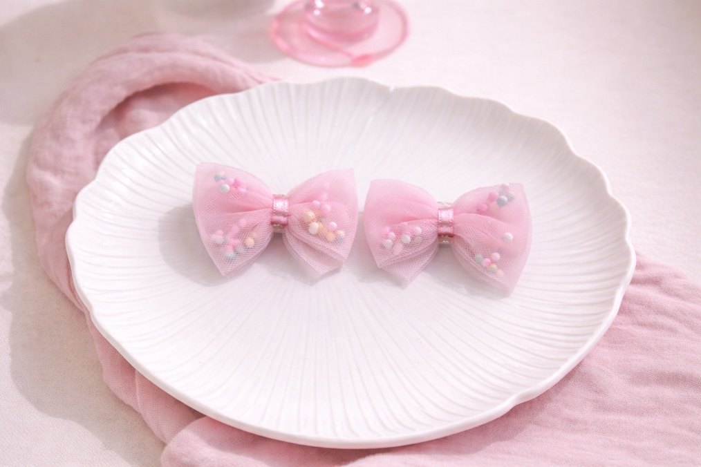 Bej Dantel Nakışlı Çocuk Toka - Görsel 5