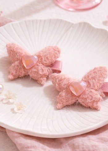 Mor Nakışlı Kelebek Çocuk Toka - Görsel 4