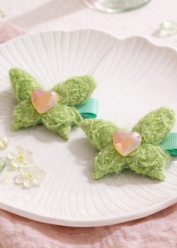 Mor Nakışlı Kelebek Çocuk Toka - Görsel 3