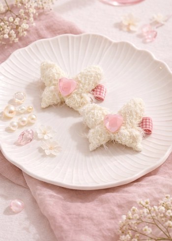 Mor Nakışlı Kelebek Çocuk Toka - Görsel 2