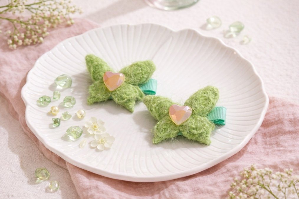 Mor Nakışlı Kelebek Çocuk Toka - Görsel 3