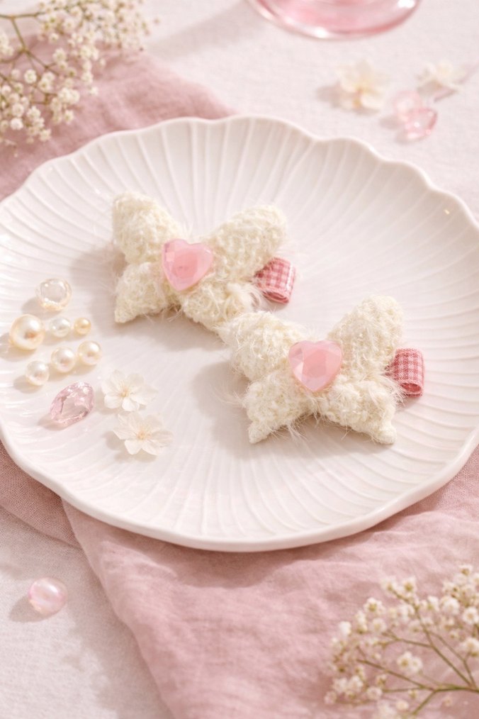 Mor Nakışlı Kelebek Çocuk Toka - Görsel 2