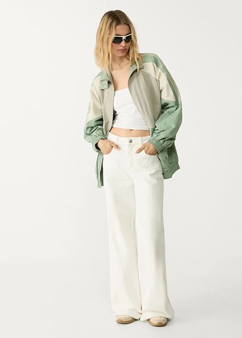 Rahat Kesim Yüksek Yakalı Yeşil Spor Ceket - Görsel 2