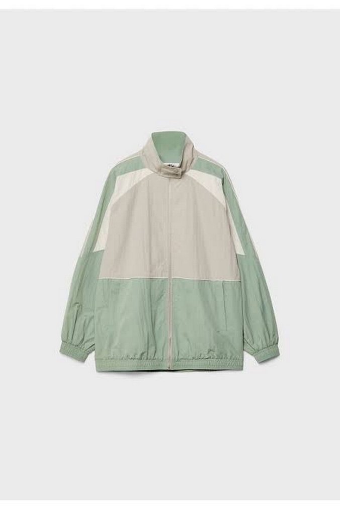 Rahat Kesim Yüksek Yakalı Yeşil Spor Ceket - Görsel 3