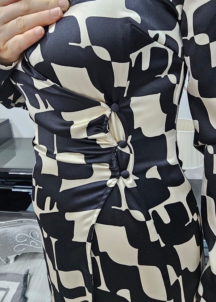 Mango Saten elbise - Görsel 3