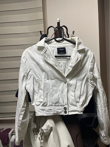 BERSHKA BEYAZ KOT CEKET - Görsel 2