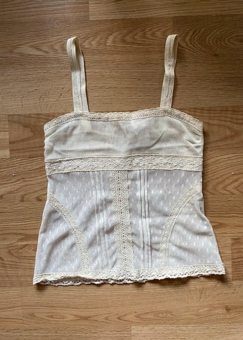 Fransız vintage dantel detaylı bluz