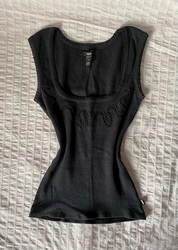 s Beden Fransız vintage kare yaka dantel detaylı bluz