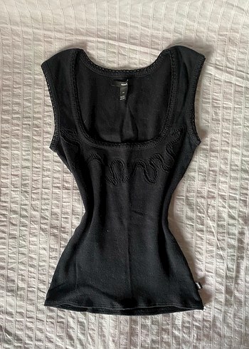 American Vintage Fransız vintage kare yaka dantel detaylı bluz