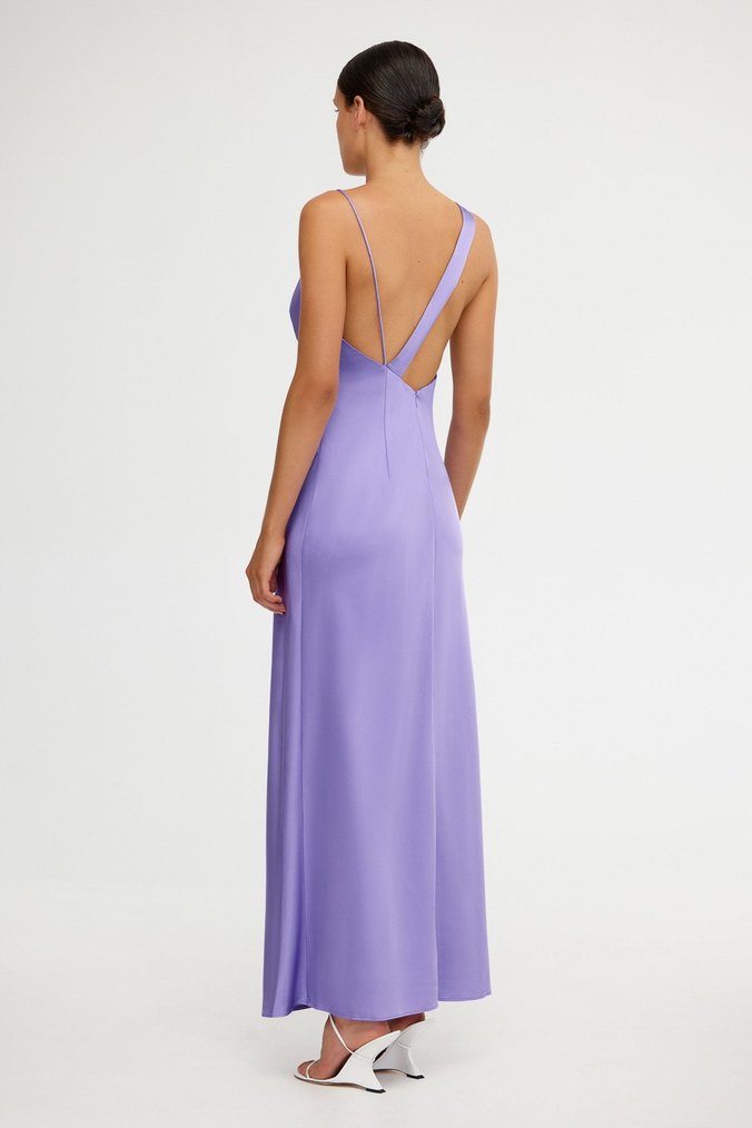 Significant other Uzun Mor Drapeli Kadın Elbise - Görsel 3