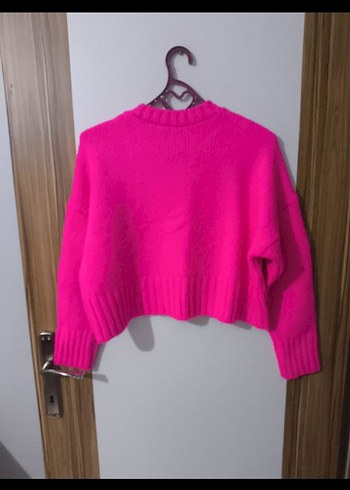 Pembe Örgü Mini Kadın Kazak - Görsel 2