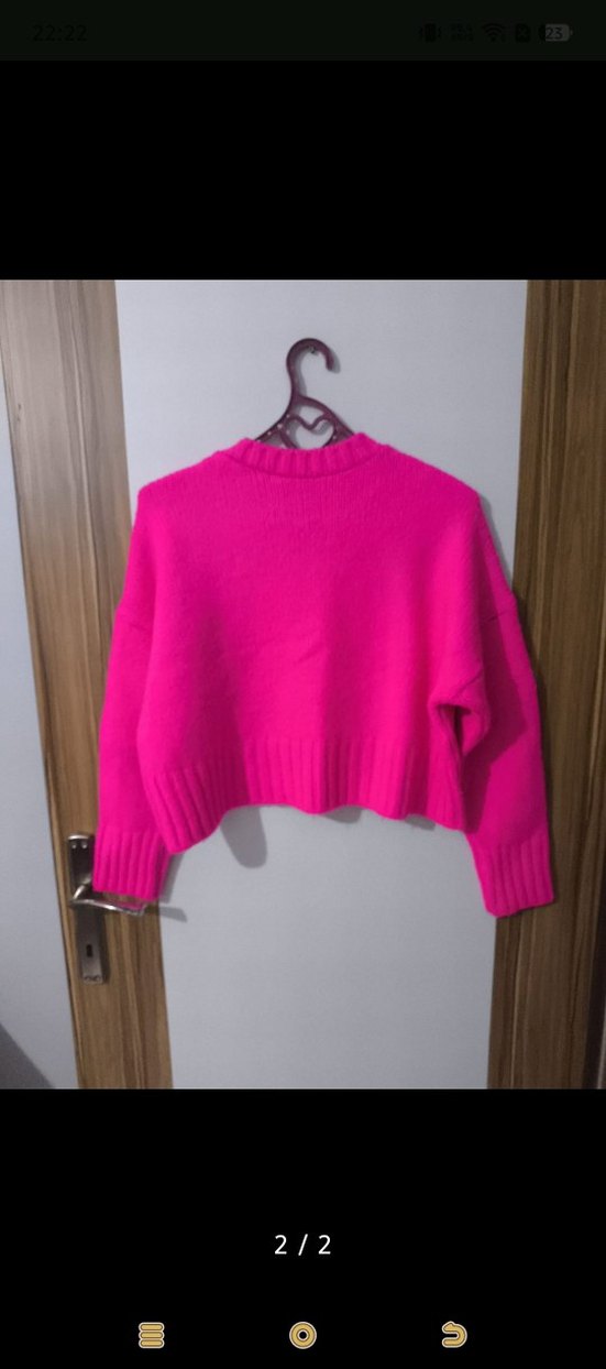 Pembe Örgü Mini Kadın Kazak - Görsel 2