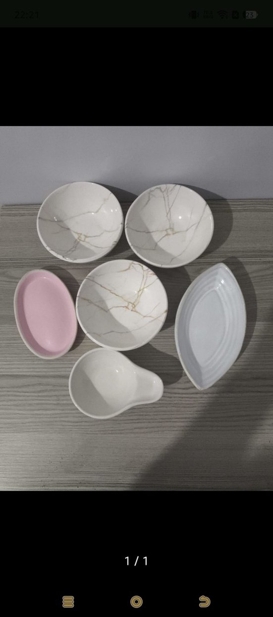 Beyaz Desenli ve Renkli 6 Parça Servis Seti - Görsel 2