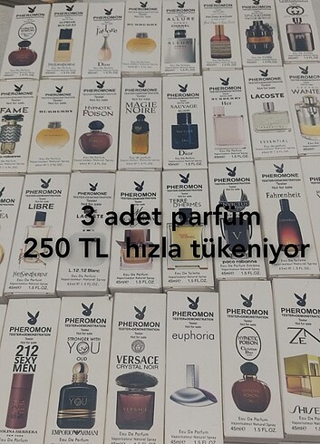 3 adet parfüm 250 TL 