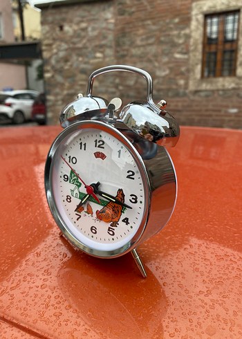 Renkli Çift Zilli Masa Saati Turuncu - Görsel 4