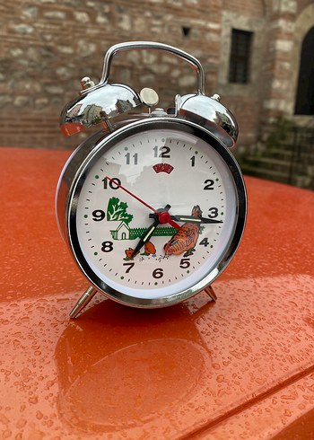 Renkli Çift Zilli Masa Saati Turuncu - Görsel 2