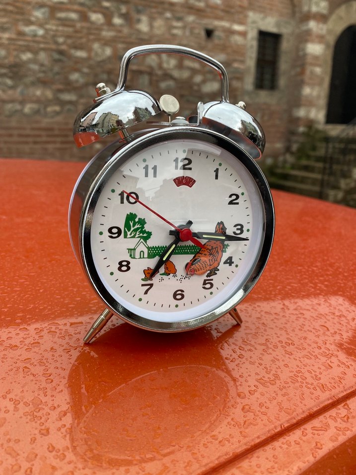 Renkli Çift Zilli Masa Saati Turuncu - Görsel 2