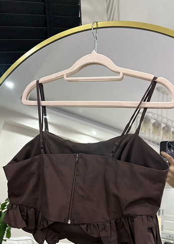 Kahverengi Keten Straplez Büstiyer - Görsel 4