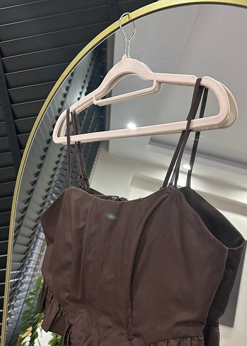 Kahverengi Keten Straplez Büstiyer - Görsel 2