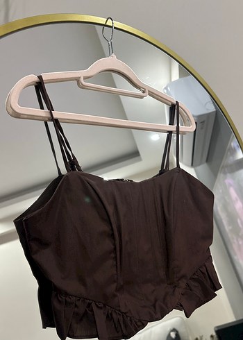 Kahverengi Keten Straplez Büstiyer - Görsel 3