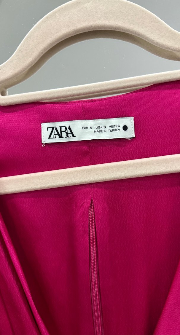 Pembe Degaje Yaka Saten Bluz - Görsel 3