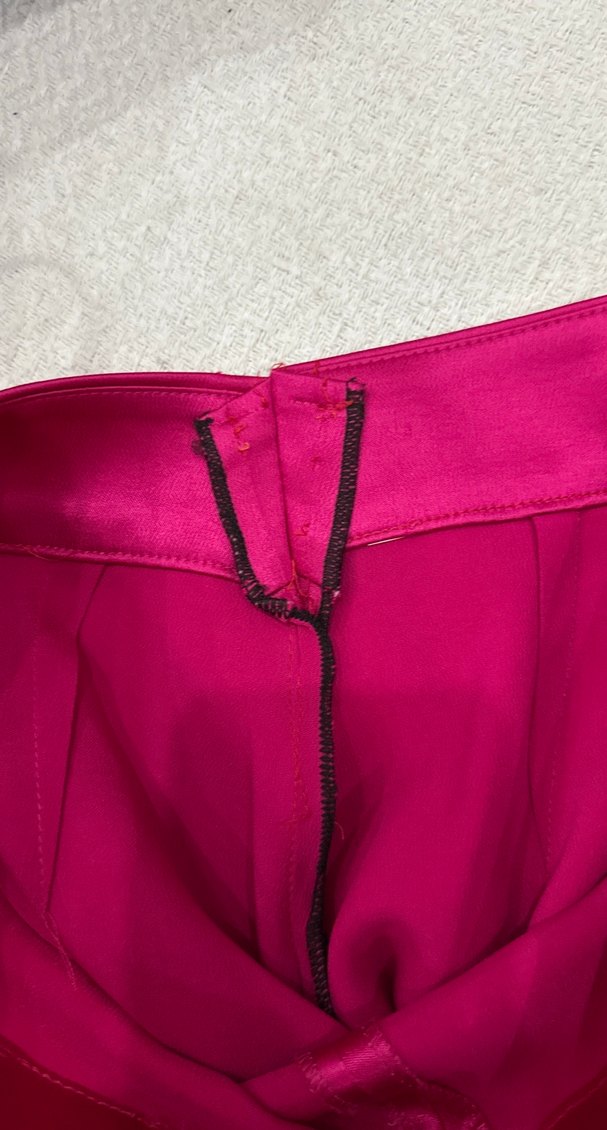 Pembe Parlak Piliseli Kadın Saten Pantolon - Görsel 4