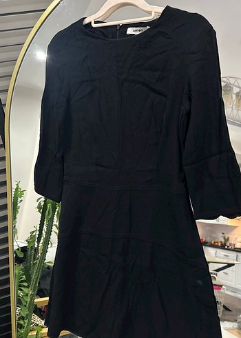 Uzun Kollu Siyah Mini Elbise - Görsel 2