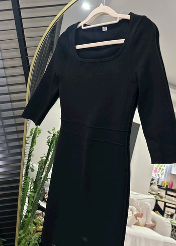 Siyah Kadın Midi Triko Elbise - Görsel 6