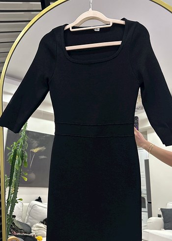 Siyah Kadın Midi Triko Elbise - Görsel 3