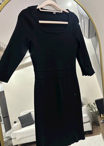 Siyah Kadın Midi Triko Elbise - Görsel 2