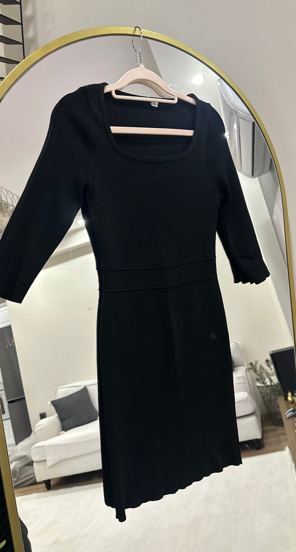 Siyah Kadın Midi Triko Elbise - Görsel 2