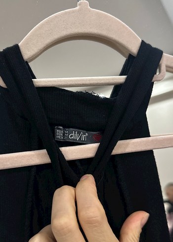 Siyah Uzun Drapeli Kolsuz Elbise - Görsel 2