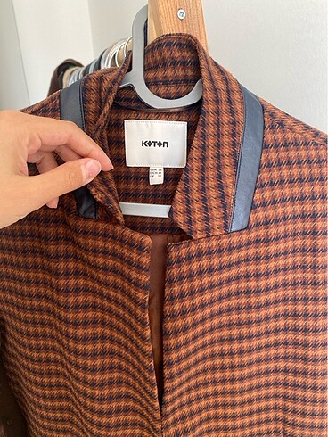 38 Beden çeşitli Renk Renkli şık lacivert deri detaylı blazer ceket