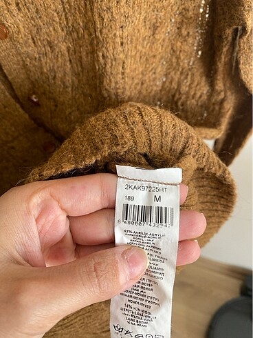 Kahverengi koton triko hırka - Görsel 3