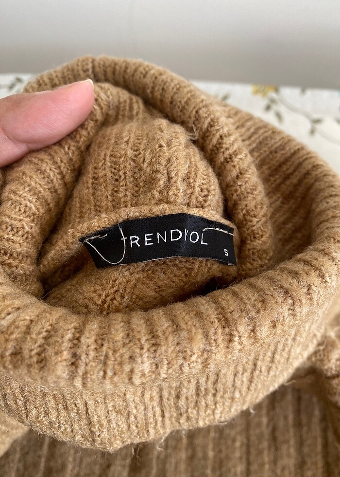 Boğazlı sütlü kahve boğazlı triko kazak - Görsel 3