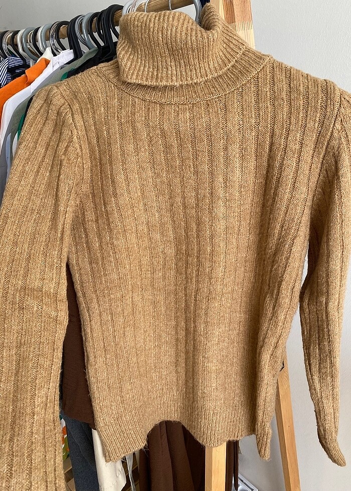 Boğazlı sütlü kahve boğazlı triko kazak - Görsel 2