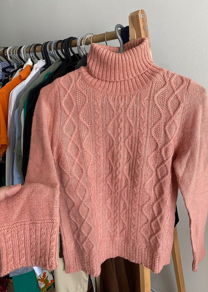 Lcw pembe triko boğazlı kazak - Görsel 2