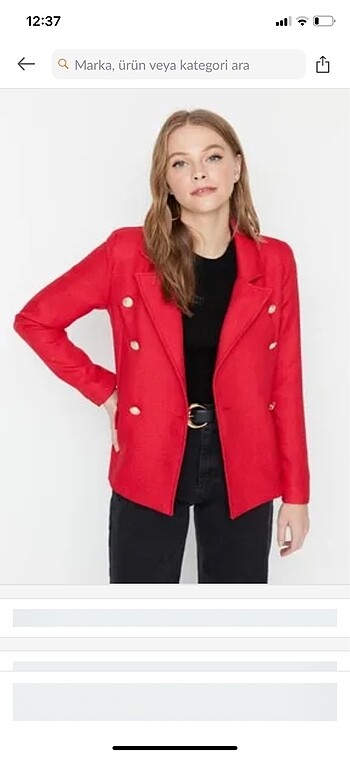 Kırmızı gold düğme detaylı kruvaze blazer ceket - Görsel 6