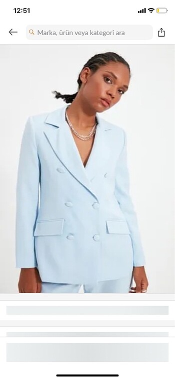 Bebe mavisi kruvaze ceketli takım elbise - Görsel 6